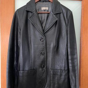 Vintage Black Lambskin Leather Blazer